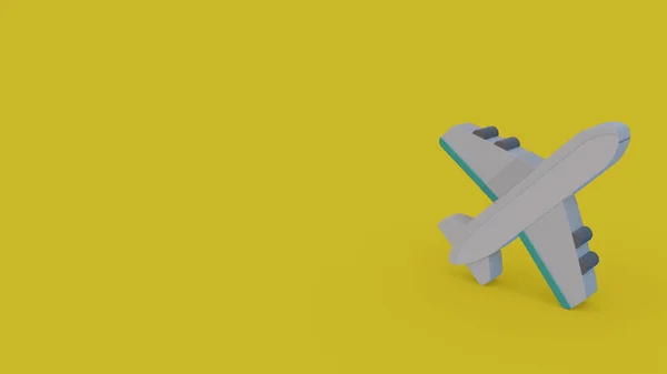 Icon Gray Airplane Isolated Yellow Background — Stock Photo, Image