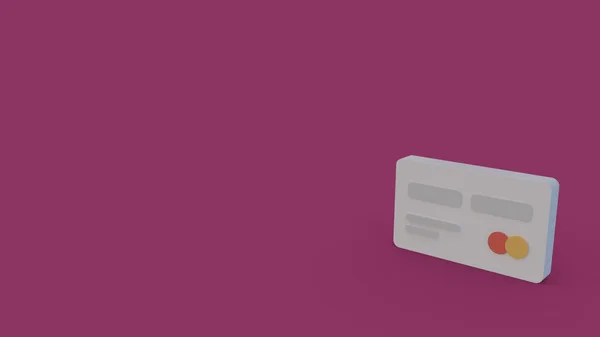 在紫罗兰色背景上隔离的灰色奶油卡的3D — 图库照片