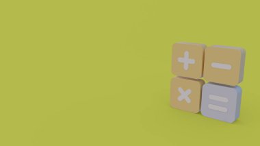 parlak yeşil arka plan üzerinde izole kare alanlardaki dört hesaplamak sembollerin 3D simgesi