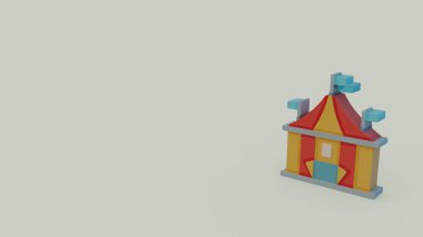 3D simge renkli sirk çadırına gri arka plan üzerinde izole