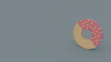 Donut gri arka plan üzerinde izole pembe sır ile 3D simgesi