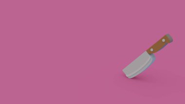 kasap bıçağı, pembe arka plan izole 3D simgesi