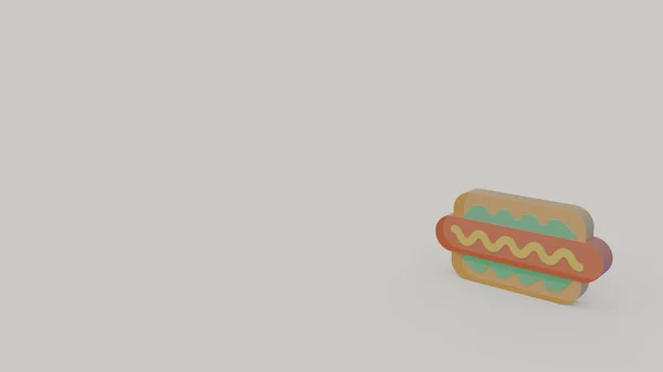 Icono Hot Dog Con Ensalada Salchichas Mostaza Aislada Sobre Fondo — Foto de Stock