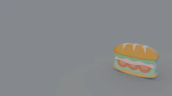 暗い灰色の背景に分離されたハムのサラダ トマトのサンドイッチの アイコン — ストック写真