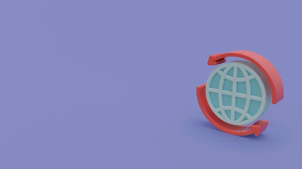 Icône Symbole Globe Avec Deux Flèches Rouges Isolées Sur Fond — Photo