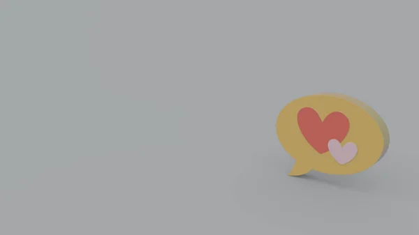 Ícone Bolha Fala Amarela Com Símbolo Coração Vermelho Dentro Isolado — Fotografia de Stock