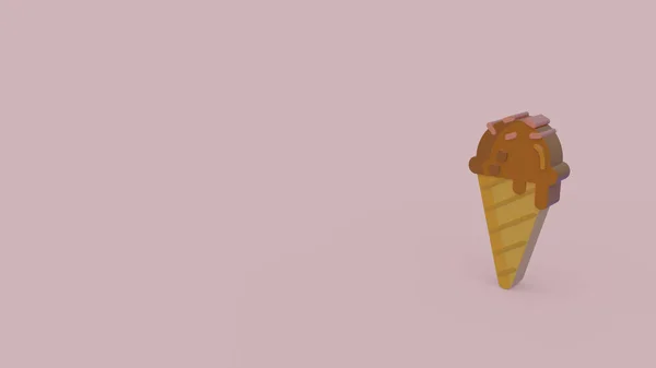 Icoana Înghețată Ciocolată Izolată Fundal Roz — Fotografie, imagine de stoc