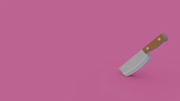 Icon Butcher Knife Isolated Pink Background — Stock Photo, Image