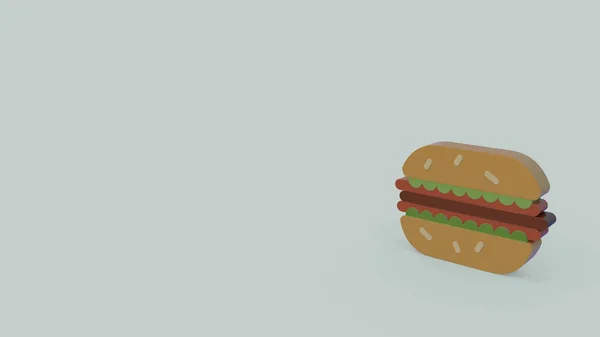 Gri Arka Plan Üzerinde Izole Hamburger Simgesi — Stok fotoğraf