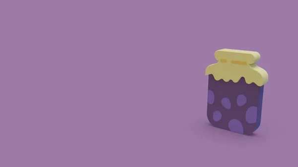 3d icon of plum jam jar isolated on violet background