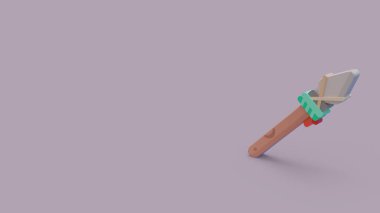 açık mor renkli izole ahşap saplı antik mızrak 3D simgesi
