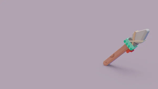 Икона Древнего Копья Деревянной Ручкой Изолированы Светлом Фиолетовом Фоне — стоковое фото