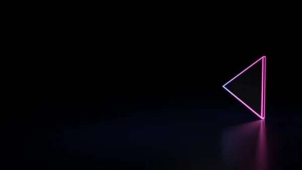 Symbol Des Blauvioletten Neon Dreiecks Pfeil Isoliert Auf Schwarzem Hintergrund — Stockfoto