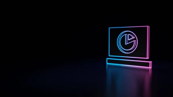 Icona Del Monitor Neon Viola Blu Con Grafico Isolato Sfondo — Foto Stock