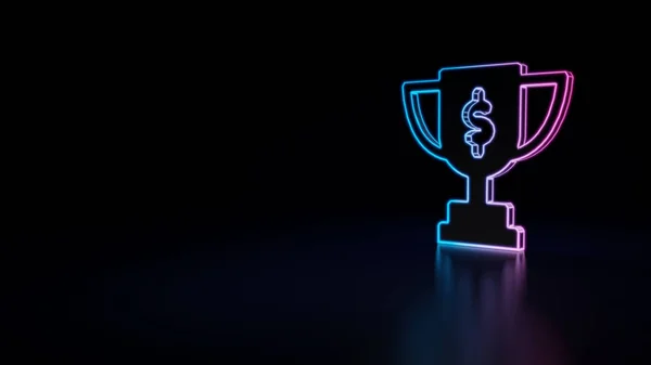 Symbol Von Blau Violett Neon Award Cup Mit Dollar Symbol — Stockfoto