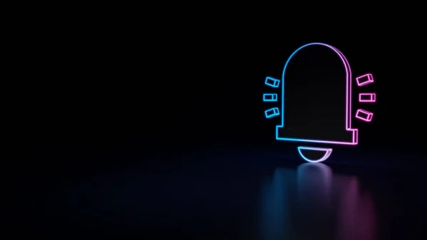 Symbol Der Blauvioletten Neon Glocke Isoliert Auf Schwarzem Hintergrund — Stockfoto