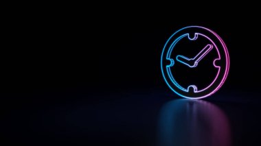 3D simgesi mavi menekşe neon dairesel izlemek izole üzerinde siyah arka plan