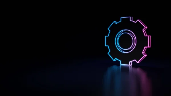 stock image 3d icon of blue violet neon cogwheel isolated on black background