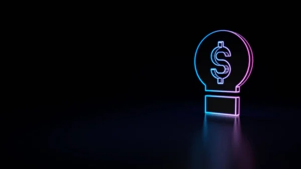 Иконка Синей Фиолетовой Неоновой Идеи Лампы Символом Доллара Внутри Изолированы — стоковое фото