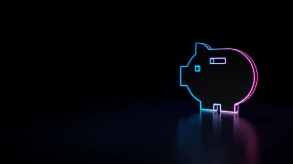 mavi menekşe neon kumbara siyah arka plan üzerine izole 3D simgesi