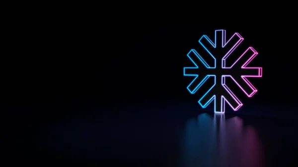 Ikonen Blå Violett Neon Snöflinga Isolerad Svart Bakgrund — Stockfoto