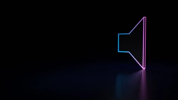 3d icon of blue violet neon speaker isolated on black background