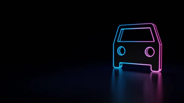 3d icon of blue violet neon car isolated on black background