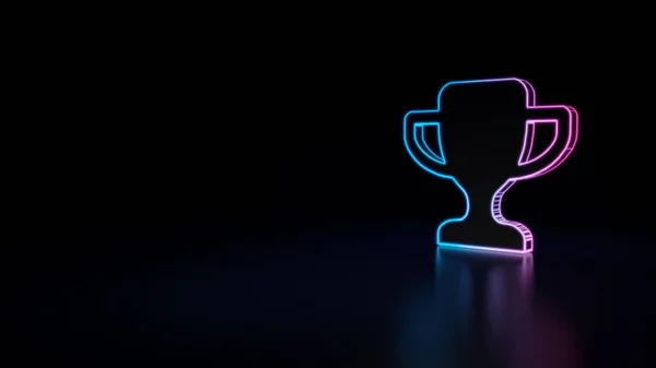 3D simge siyah arka plan üzerine izole mavi menekşe neon kazanan Kupası