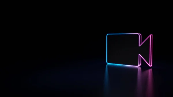 3d icon of blue violet neon camera isolated on black background