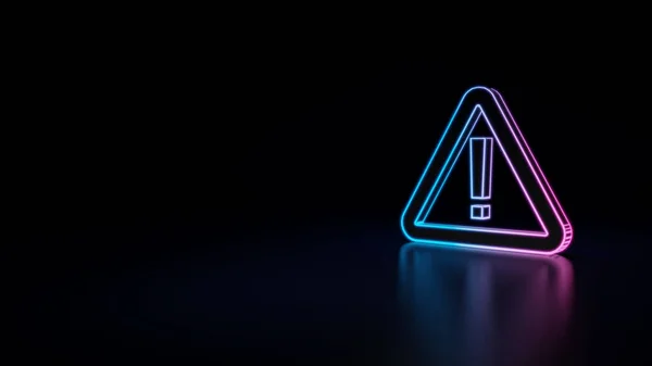 Symbol Von Blauviolettem Neon Dreieck Mit Ausrufezeichen Isoliert Auf Schwarzem — Stockfoto