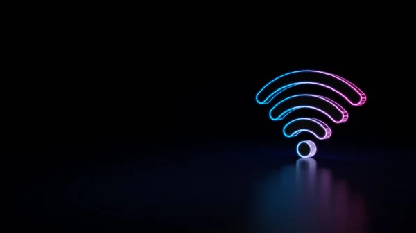 Icon Blue Violet Neon Signal Waves Isolated Black Background — Stock Photo, Image