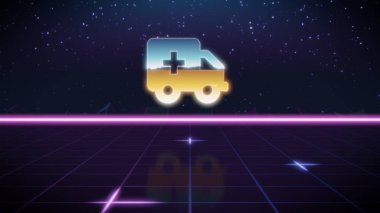 synthwave retro tasarım simgesi ambulans