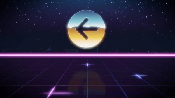 Synthwave retro design icon of arrow — Stock Photo, Image