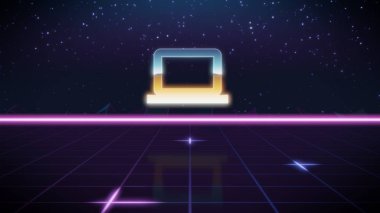 bilgisayarın synthwave retro tasarım simgesi