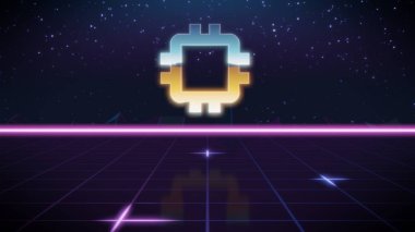 bilgisayarın synthwave retro tasarım simgesi