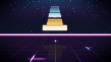 synthwave retro tasarım simgesi trafik koni