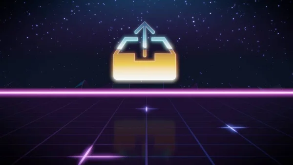 Synthwave ícone de design retro de download — Fotografia de Stock