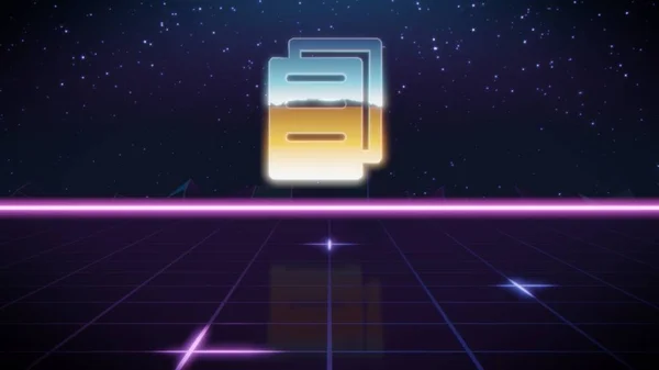 Synthwave icono de diseño retro de documentos —  Fotos de Stock