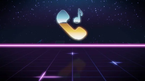 Synthwave retro design icon of phone — Stock Photo, Image