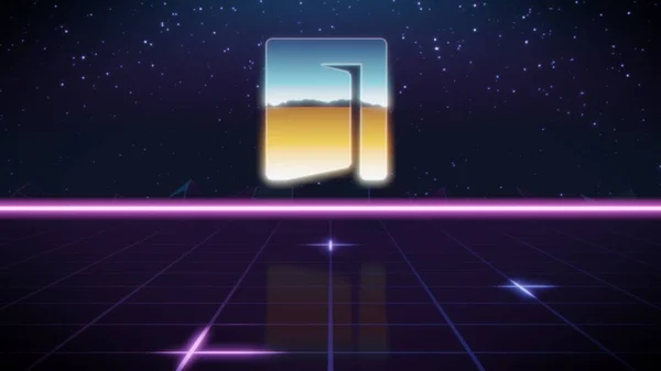 ドアの synthwave レトロなデザイン アイコン — ストック写真