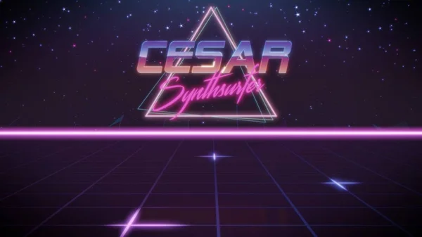 Utónév Cesar synthwave stílusban — Stock Fotó