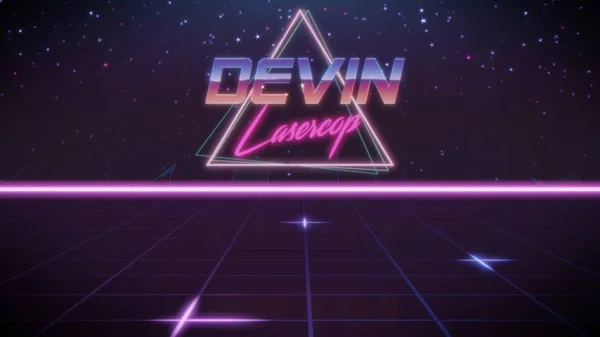 Pierwsza nazwa Devin w stylu synthwave — Zdjęcie stockowe