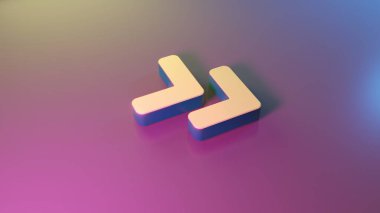 Açı çift sağ simge render 3d sembolü