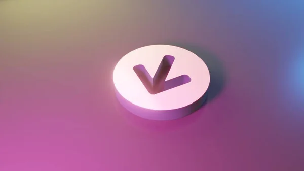 3d símbolo de flecha hacia abajo en el icono de círculo renderizar —  Fotos de Stock