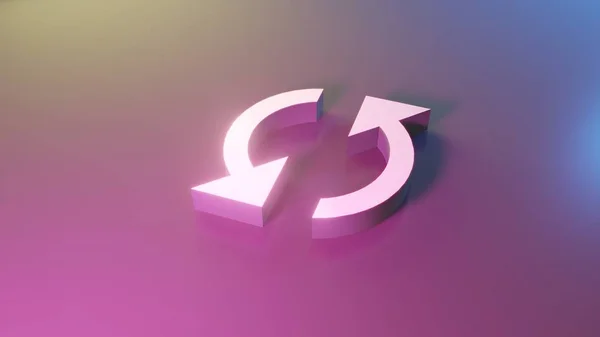 ダブルリフレッシュ矢印アイコンレンダリングの3Dシンボル — ストック写真