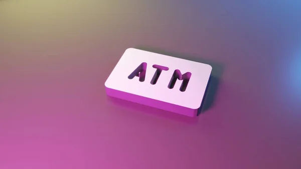 3d 符号的 atm 符号图标渲染 — 图库照片