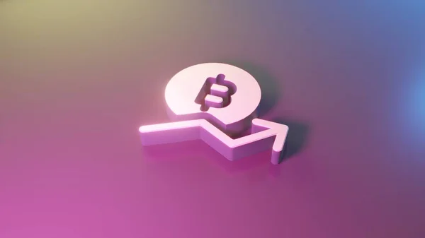 3d símbolo de la tendencia de bitcoin icono de renderizado — Foto de Stock