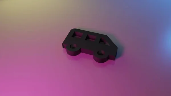 3D символ бічного перегляду рендеринга піктограми шини — стокове фото