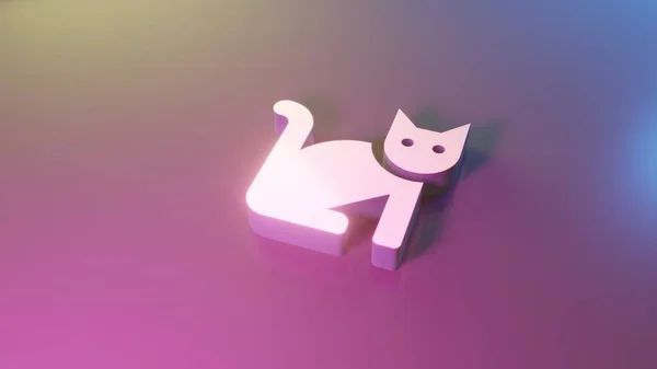 Símbolo 3d do ícone de gato render — Fotografia de Stock