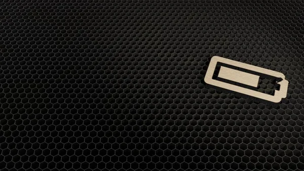 Símbolo horizontal 3d de madeira da bateria três quartos ícone renderizar — Fotografia de Stock
